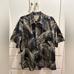 Cooke Street Honolulu Men’s XL Black/White Palm Leaf Hawaiian Button Up Shirt